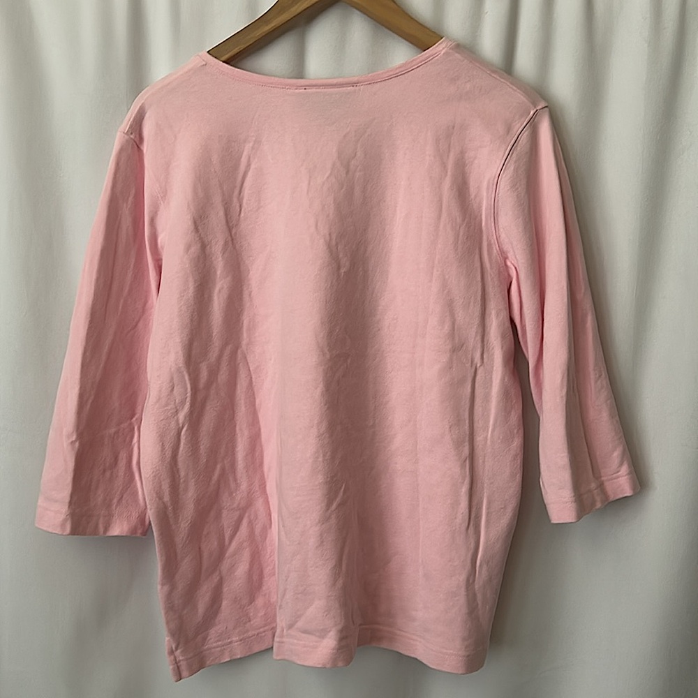 Christine Alexander Soft Pink Jeweled Heart 3/4 Sleeve Shirt Top **Size XL** 💖💖 - Picture 2 of 4